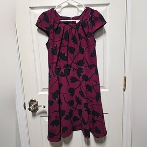 Ann Taylor LOFT Burgundy Floral Dress - Size 2